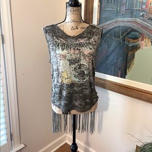 Free People Wolf Child sleeveless top with fringe
